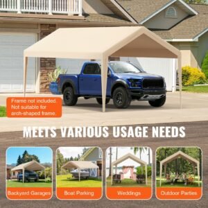 carport replacement canopy cover 10 x 20 ft garage top tent shelter tarp heavy duty waterproof uv protected easy installation with ball bungeesbeige only top cover frame not include 4.jpg
