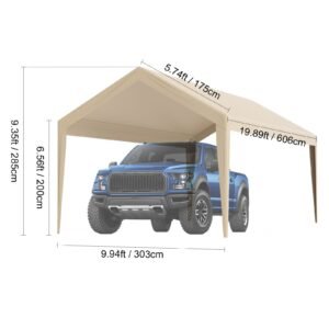 carport replacement canopy cover 10 x 20 ft garage top tent shelter tarp heavy duty waterproof uv protected easy installation with ball bungeesbeige only top cover frame not include 5.jpg