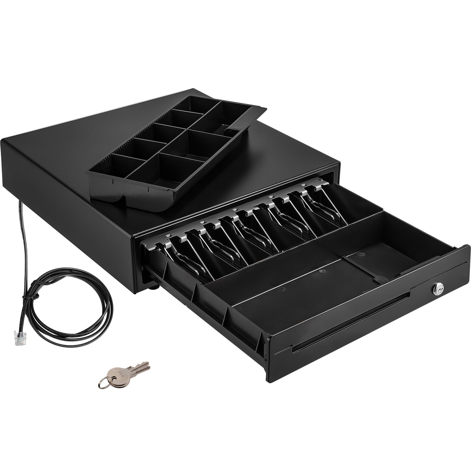 cash register drawer 16 12 v for pos system with 5 bill 8 coin cash tray movable coin compartment 2 keys included rj11rj12 cable for supermarket bar coffee shop restaurant usd only.jpg