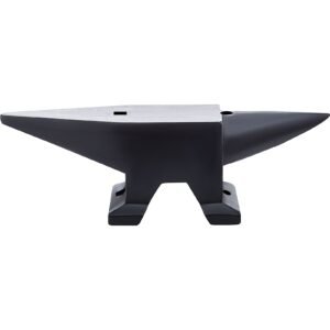 Cast Iron Anvil, 105 Lbs Single Horn Anvil with Large Countertop and Stable Base, High Hardness Rugged Round Horn Anvil Blacksmith, for Bending, Shaping