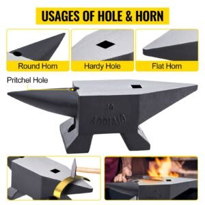 cast iron anvil 22 lbs10kg single horn anvil with large countertop and stable base high hardness rugged round horn anvil blacksmith for shaping bending 1.jpg
