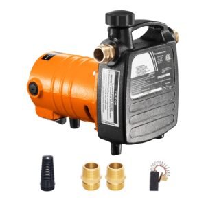 Cast Iron Water Transfer Pump, 115V AC 1600 GPH 1/2HP, Portable Electric Utility Pump with Carbon Brush, Filter, Brass Connectors, for Garden, Rain Barrel, Pool, Pond, Hot Tub, Aquarium Draining