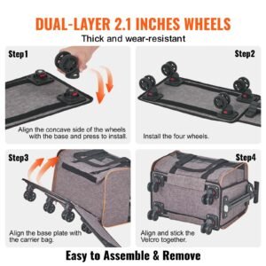cat carrier with wheels airline approved rolling pet carrier with telescopic handle and shoulder strap dog carrier with wheels for pets under 22 lbs with 1 folding bowl grey 3.jpg