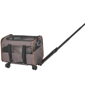 cat carrier with wheels airline approved rolling pet carrier with telescopic handle and shoulder strap dog carrier with wheels for pets under 22 lbs with 1 folding bowl grey.jpg