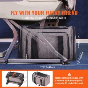 cat carrier with wheels airline approved rolling pet carrier with telescopic handle and shoulder strap dog carrier with wheels for pets under 25 lbs with 1 folding bowl grey 1.jpg