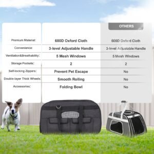 cat carrier with wheels rolling pet carrier with telescopic handle and shoulder strap dog carrier with wheels for pets under 35 lbs with 1 folding bowl black 5.jpg
