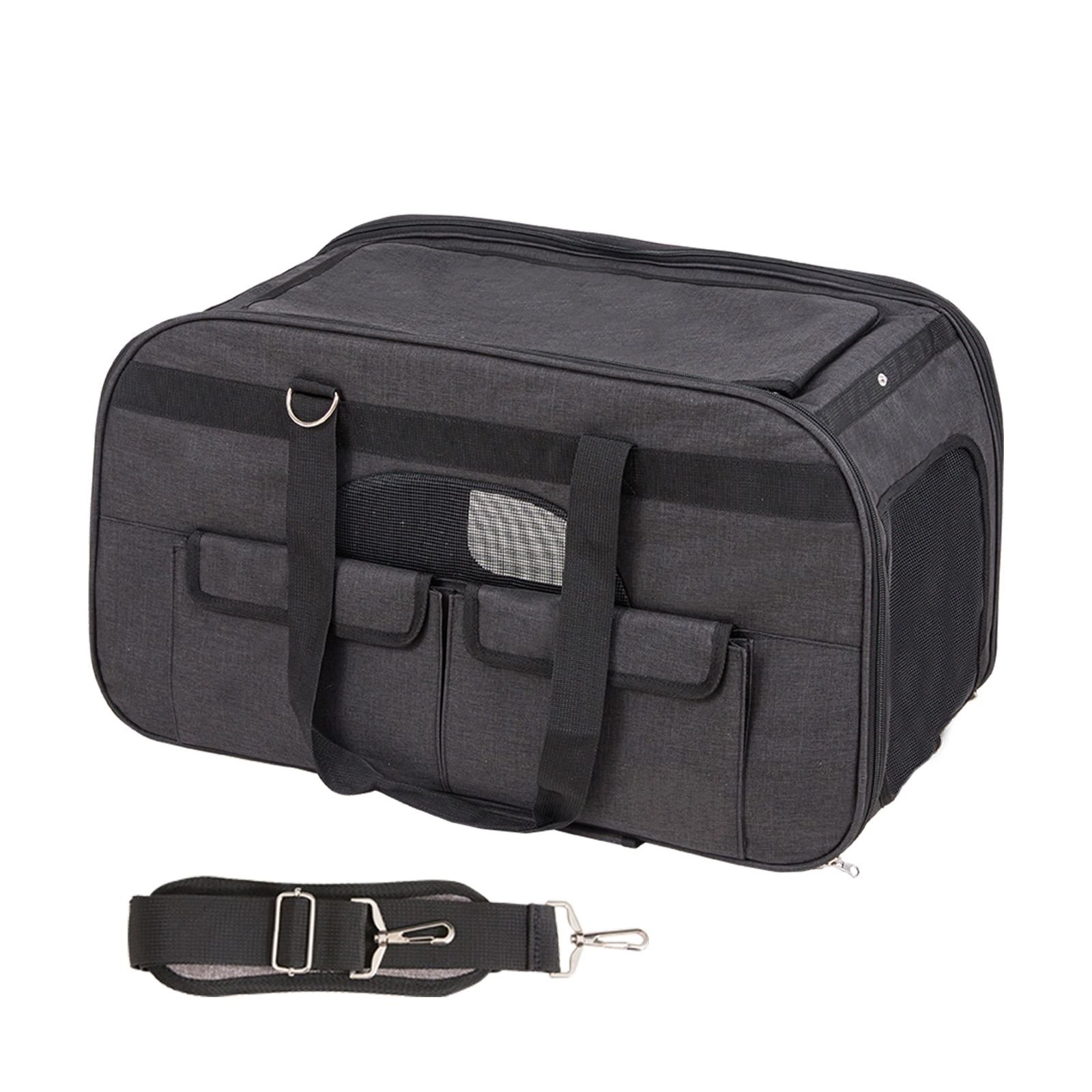 cat carrier with wheels rolling pet carrier with telescopic handle and shoulder strap dog carrier with wheels for pets under 35 lbs with 1 folding bowl black.jpg