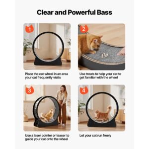 cat exercise wheel 48 in wooden cat running wheel for indoor cats up to 28 lbs cats treadmill with carpeted runway locking mechanism quiet kitten sport toys for pets fitness health black 4.jpg