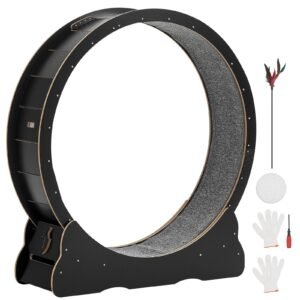 cat exercise wheel 48 in wooden cat running wheel for indoor cats up to 28 lbs cats treadmill with carpeted runway locking mechanism quiet kitten sport toys for pets fitness health black 5.jpg