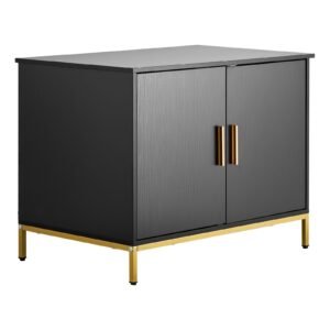 Cat Litter Box Enclosure Furniture, 27.6 in Hidden Litter Box Cabinet with Metal Legs & Handle, Modern Style Cat Washroom House End Table, Fit Most of Litterbox, for Bedroom Living Room