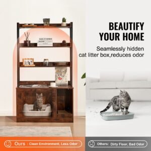 cat litter box enclosure hidden litter box furniture with 3 storage shelves wooden cat washroom indoor large cat house cabinet hidden fit most litter box 335l x 193w x 587h dark brown 1.jpg