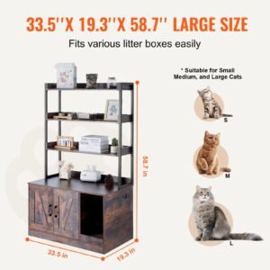 cat litter box enclosure hidden litter box furniture with 3 storage shelves wooden cat washroom indoor large cat house cabinet hidden fit most litter box 335l x 193w x 587h dark brown 2.jpg