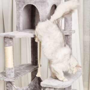cat tree for indoor cats 72 cat tower with 2 cat condos sisal scratching post hammock top perch jumping platforms large cat furniture activity center with hang ball light grey 3.jpg