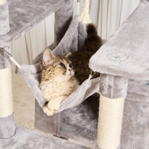 cat tree for indoor cats 72 cat tower with 2 cat condos sisal scratching post hammock top perch jumping platforms large cat furniture activity center with hang ball light grey 4.jpg