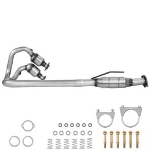 Catalytic Converter, 2 Pack, Compatible with 2004-2006 Jeep Wrangler 4.0L L6, Front, Rear, Replacement OE 645174, Stainless Steel Material High Flow Converter, for Exhaust Gas Purification