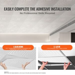 ceiling tiles 12 pack 24 x 24 in drop ceiling tiles premium pvc sheet easy installation cutting plastic glue up ceiling tile ceiling covering for homeoffice decoration white echo pattern 4.jpg