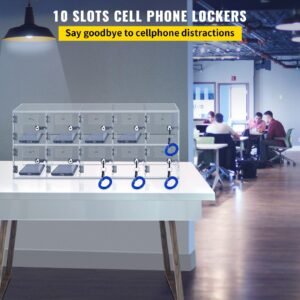 cell phone storage locker 10 slots acrylic material with door locks and keys wall mounted cabinet pocket office classroom gym box clear 1.jpg