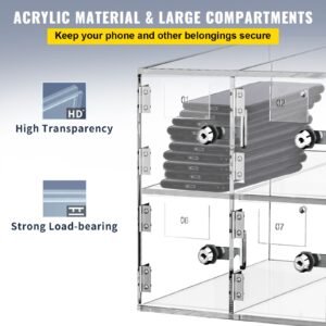 cell phone storage locker 10 slots acrylic material with door locks and keys wall mounted cabinet pocket office classroom gym box clear 3.jpg