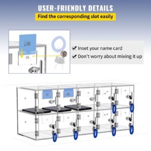 cell phone storage locker 10 slots acrylic material with door locks and keys wall mounted cabinet pocket office classroom gym box clear 5.jpg