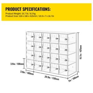 cell phone storage locker 20 slots acrylic material with door locks and keys wall mounted cabinet pocket office classroom gym box clear 1.jpg