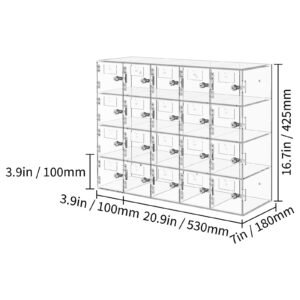 cell phone storage locker 20 slots acrylic material with door locks and keys wall mounted cabinet pocket office classroom gym box clear 4.jpg