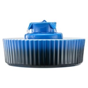 Ceramic Cat Water Fountain, 2.1L/71oz Cupcake Pet Fountain, Porcelain Cat Water Dispenser with Ultra-Quiet Pump, 360° Drinking Area and Multi-Layer Filtration System, for Cats and Dogs (Blue)