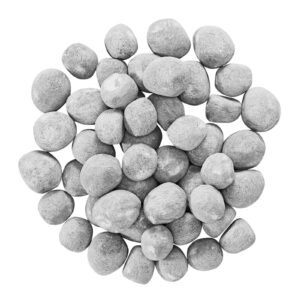 Ceramic Fire Pebble Stones, 1-2 inch 48 Pcs Lava Rocks, Reusable Fire Pit Stones Indoor and Outdoor Use, Decorative Firepit Rocks for Propane/Gas Fireplace, Stove, Courtyard, Camping