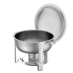 chafing dish buffet set 5 qt 2 pack stainless steel chafer with 2 full size pans round catering warmer server with lid water pan folding stand clip for weddings parties banquets silver 4.jpg