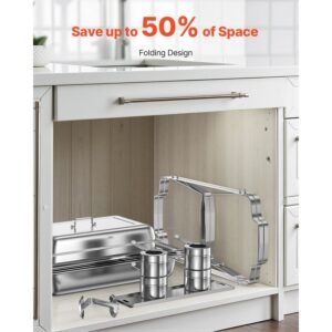 chafing dish buffet set 8 qt 2 pack stainless steel chafer with 2 full size pans rectangle catering warmer server with lid water pan stand fuel holder for weddings parties banquets silver 3.jpg