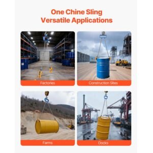 Chain Drum Lifter, G80 Drum Lifting Chain Sling with Security Hook, 2200LBS Capacity, Drums Handling Equipment Fits for Crane Forklift, Carbon Steel Barrel Lifter for Plastic & Metal Drums