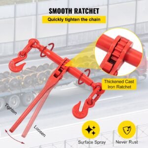 chain load binder 516 tie down kit with 5400lbs working load capacity and two grab hooks includes 4 ratchet binders 4 21 grade 80 chains transport load package for hauling towing 4.jpg