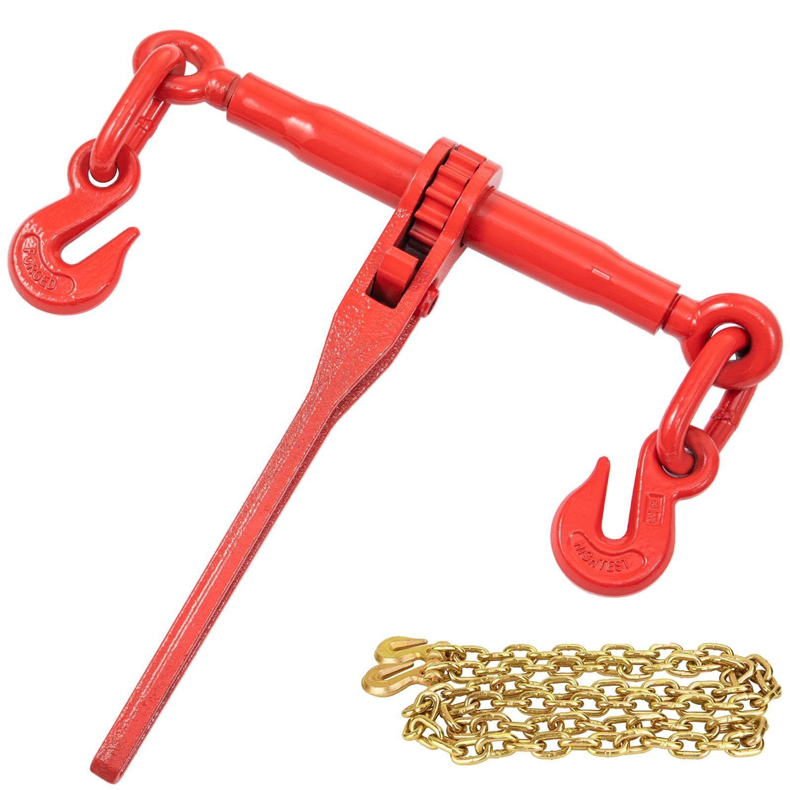 chain load binder 516 tie down kit with 5400lbs working load capacity and two grab hooks includes 4 ratchet binders 4 21 grade 80 chains transport load package for hauling towing.jpg