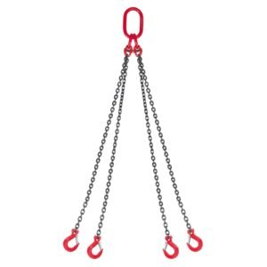 Chain Sling, 1/4 in x 5 ft Lifting Chains with 4 Leg Grab Hooks, Heavy Duty G80 Alloy Steel Lifting Sling, 6600LBS Capacity, Adjustable Engine Chain Hoist Lifts for Cargo Security Towing