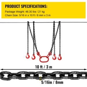 chain sling 516 inch x 10 ft lifting chains with hooks g80 engine chain hoist lifts 11000 lbs5 ton capacity lifting sling chains for engine hoist engine lift chain with 4 leg grab hooks 3.jpg