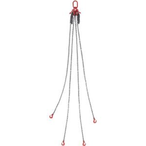 Chain Sling, 5/16 inch x 10 ft Lifting Chains with Hooks, G80 Engine Chain Hoist Lifts, 11000 lbs/5 Ton Lifting Sling Chains for Engine Hoist, Engine Lift Chain with 4 Leg Grab Hooks & Adjusters