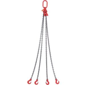 Chain Sling, 5/16 inch x 5 ft Lifting Chains with Hooks, G80 Engine Chain Hoist Lifts, 11000 lbs/5 Ton Lifting Sling Chains for Engine Hoist, Engine Lift Chain with 4 Leg Grab Hooks & Adjusters