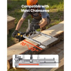 chainsaw mill, portable sawmill fits 16 20 in planking milling bar, lumber cross cutting guide chain saw with shield, 0.2 11.81 in cutting thickness, timber chainsaw mill kit for woodworkers