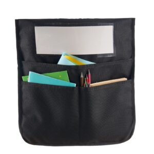 Chair Pockets for Classroom, 12 Pack, 18 x 20 Inches Chairback Buddy Pocket with Name Tag, Back of Chair Organizer for Kids in Classroom, Kindergarten, School, and Home, Black