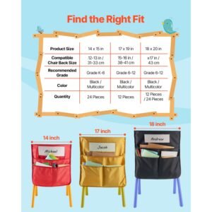 chair pockets for classroom 12 pack 18 x 20 inches chairback buddy pocket with name tag back of chair organizer for kids in classroom kindergarten school and home black 5.jpg