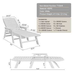 chaise lounge chair 400 lbs weight capacity 6 positions adjustable patio lounge chair outdoor hdpe lounge chair with backrest cup holder for pool poolside deck backyard lawn white 2.jpg