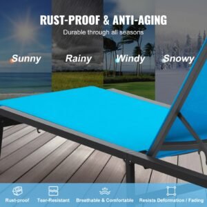 chaise lounge chair outdoor aluminum patio lounge chair with adjustable 5 position folding pool lounge chair recliner and full flat tanning chair for patio beach pool blue 2.jpg