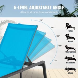 chaise lounge chair outdoor aluminum patio lounge chair with adjustable 5 position folding pool lounge chair recliner and full flat tanning chair for patio beach pool blue 4.jpg