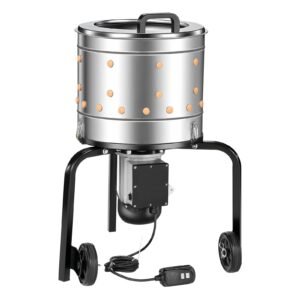 Chicken Plucker Machine, 15.7 in Drum, 550W & 275RPM Electric Chicken Plucking Machine with 114 Soft Fingers & Transport Wheels, Stainless Steel Feather Remover for Processing 1-2 Chicks Once