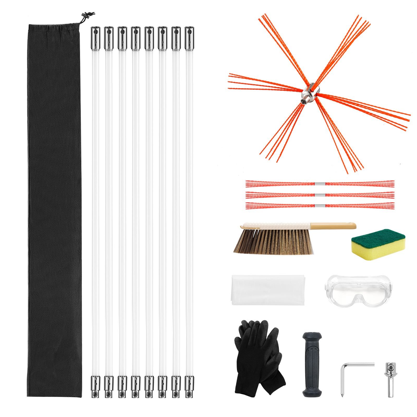 chimney sweep kit 26 ft maximum extendable length chimney brush chimneys cleaning kit with bristle replacements goggles 90 bendable fireplace cleaning tool for square rectangle chimneys.jpg