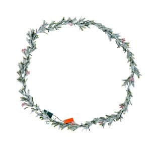 Christmas Garland, 9-FT Realistic Greenery Decorated with Vines, Olive Leaves, and Berries, Evergreen Faux Garlands with Light String for Indoor Outdoor Xmas Decoration on Mantel Fireplace