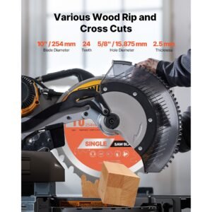 circular saw blade 10 inch diameter 24 sharp alloy teeth 58 inch arbor fine finish wood cutting blade for circular saw with noise reducing heat vents for cutting plywood osb hardwood 5.jpg