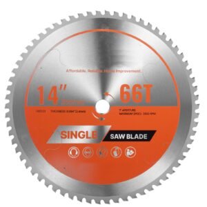 Circular Saw Blade, 14 inch Diameter, 66 Sharp Alloy Teeth, 1 inch Arbor, Fine Finish, Metal Cutting Blade for Circular Saw, with Noise-Reducing Heat Vents, for Cutting Steel and Aluminum