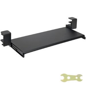 Clamp on Keyboard Tray Under Desk, Desk Keyboard Tray Slide out with Sturdy No-drill C Clamp Mount, Large 26.8 x 11 inch Slide-out Computer Drawer for Typing in Home, Office Work
