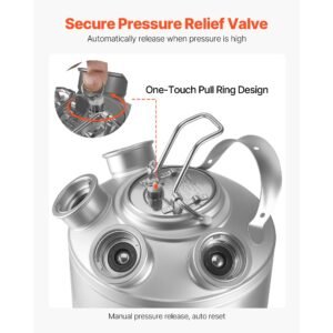 cleaning keg, 5 gallon/19l keg line cleaning kit with 4 d coupler connections & rubber base, beer lines cleaner used for beer line cleaning, 304 stainless steel kegerator beers lines cleaner kit
