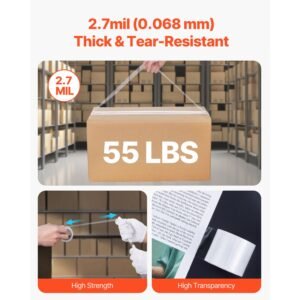 Clear Packing Tape, 1.5 inches Core, 6 Rolls 1.88 Inches x 25 Yards Packing Tape with Dispenser, 2.7 Mil Heavy Duty Packaging Tape Designed for Moving, Storage and Packing, Shipping and Mailing